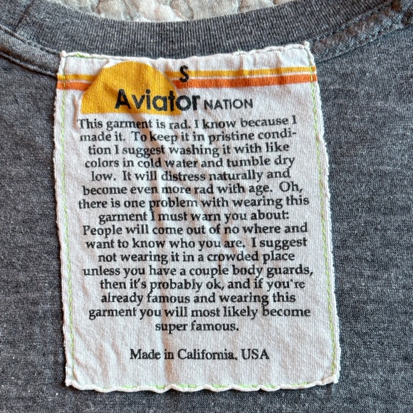 Aviator Nation Cropped T-Shirt with Green Embroidered Lightning Bolt ~ Size Smal - Picture 6 of 7